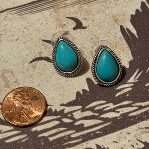 Faux Turquoise Teardrop Earrings